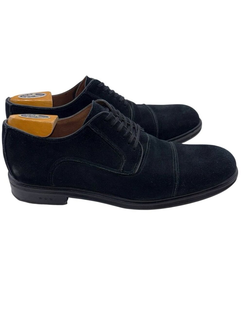 John Varvatos Dress Shoes Mens SZ 11 Black Suede Leather Lace Up Cap Toe Oxford
